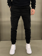Herren Slim Cargo Jogginghose mit verstellbarem Bund und mehreren Taschen