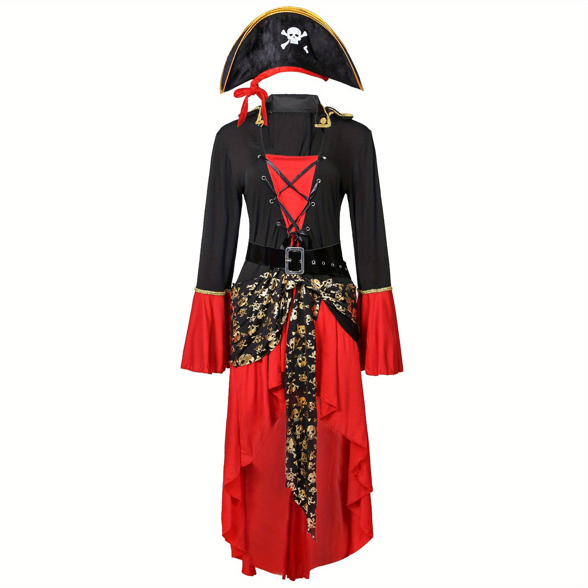 Tiena Damen-Piratenkostümkleid Faschingskostüm