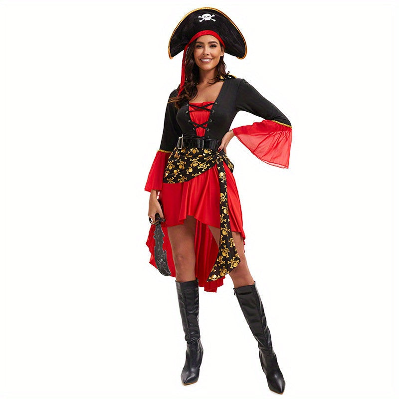 Tiena Damen-Piratenkostümkleid Faschingskostüm