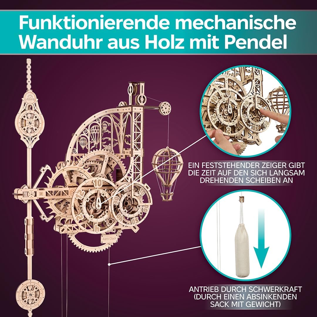 Mechanisches Pendel 3D-Holzuhr-Puzzle