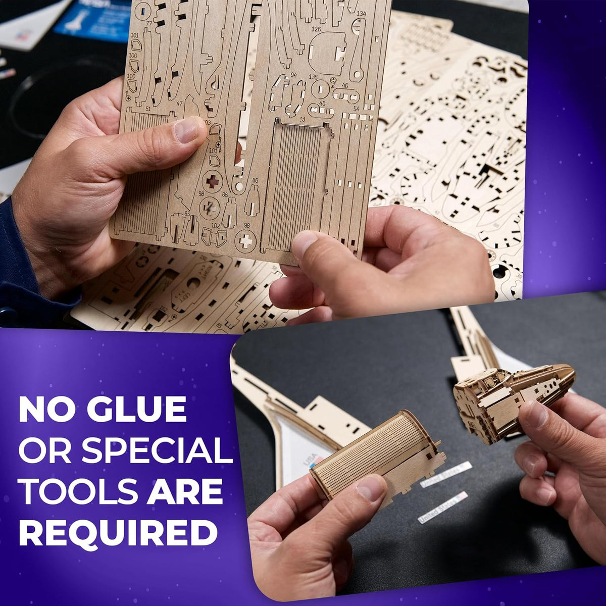 Interaktives 3D-Space-Shuttle-Holzpuzzle