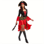 Tiena Damen-Piratenkostümkleid Faschingskostüm