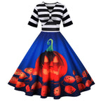 Gretel Streifen Midi-Flare Kleid Faschingskostüm