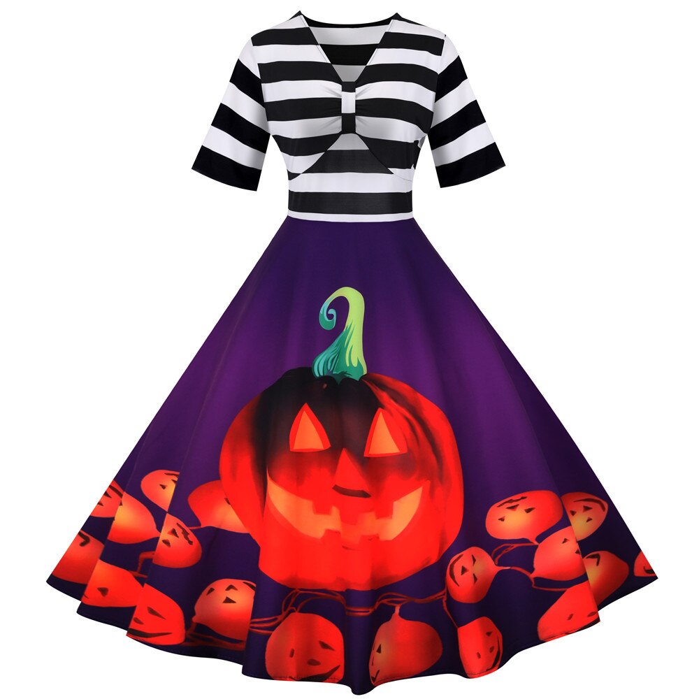 Gretel Streifen Midi-Flare Kleid Faschingskostüm