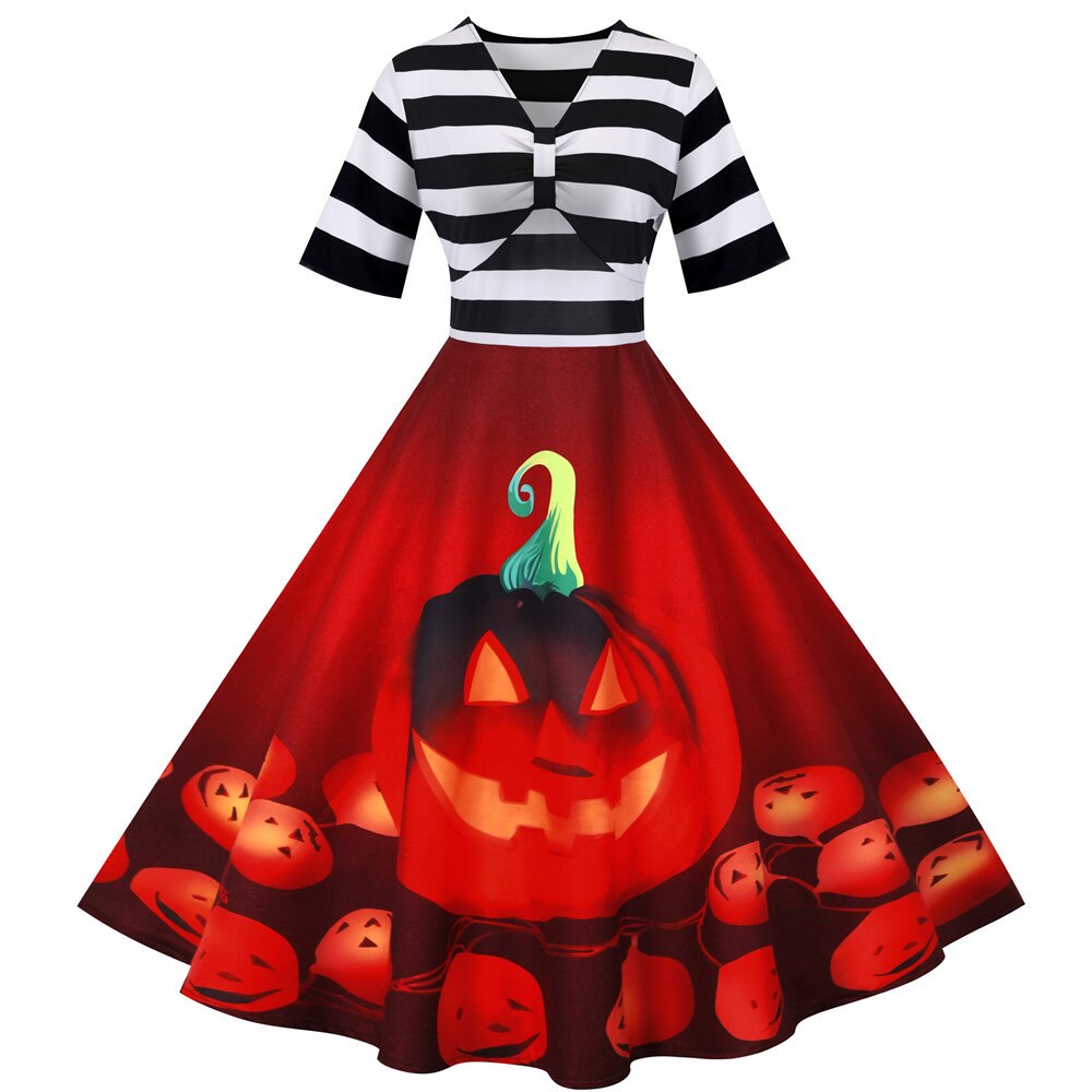 Gretel Streifen Midi-Flare Kleid Faschingskostüm
