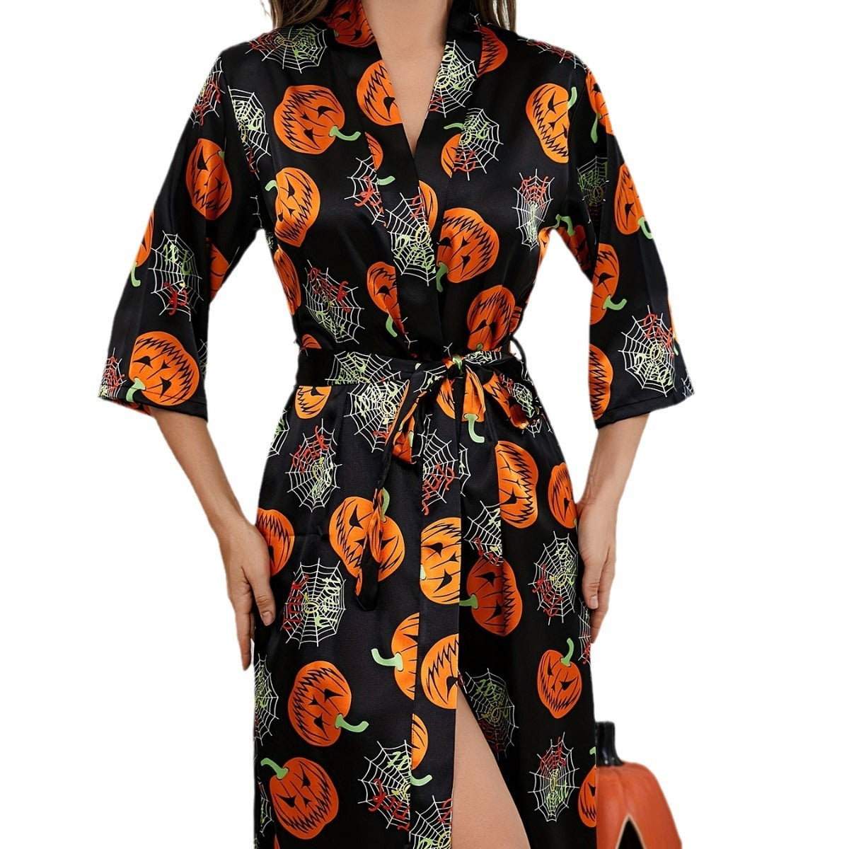 Martha Eleganter Kürbis Satin Robe Faschingskostüm