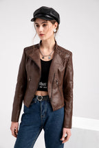 Carmi Chic Lederjacke mit Reißverschluss