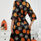 Martha Eleganter Kürbis Satin Robe Faschingskostüm