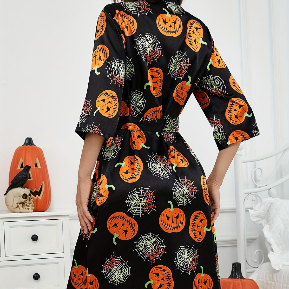 Martha Eleganter Kürbis Satin Robe Faschingskostüm