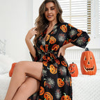 Martha Eleganter Kürbis Satin Robe Faschingskostüm