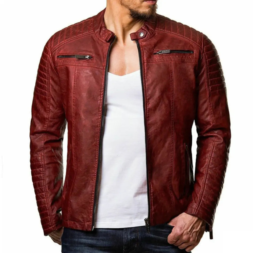 Niko Leder-Windbreakerjacke