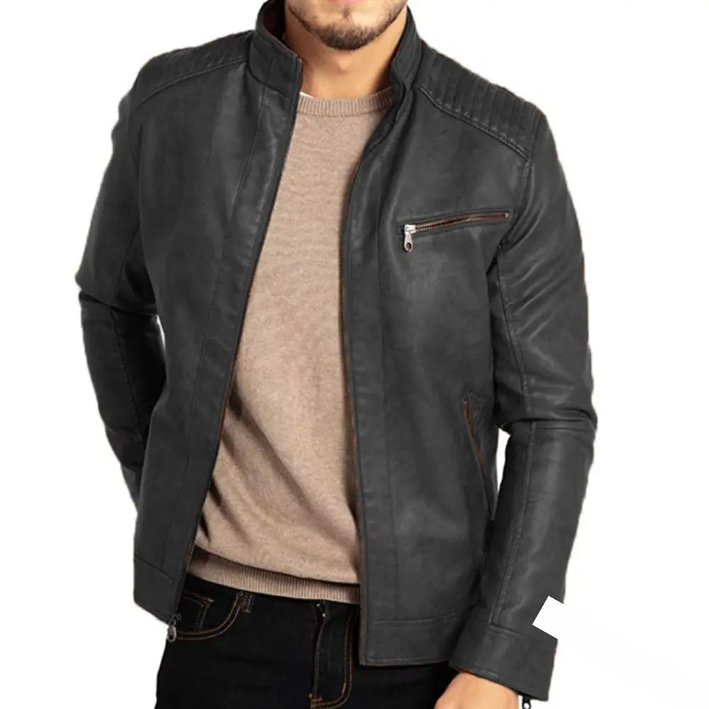 Niko Leder-Windbreakerjacke