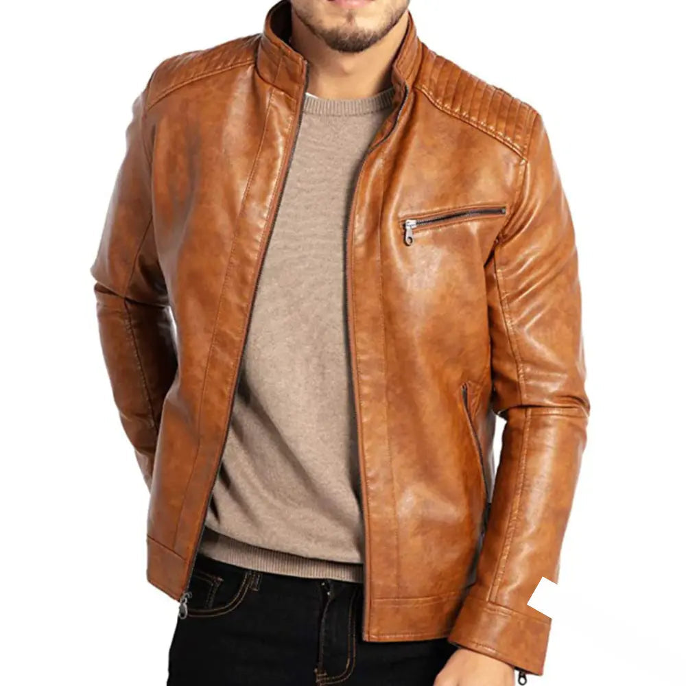 Niko Leder-Windbreakerjacke