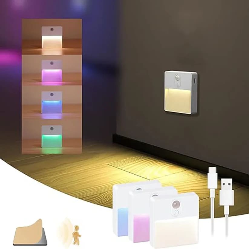 Nachtlicht Bewegungsmelder, unterschiedliche Farben, Treppen, Kinderzimmer, Schlafzimmer und Flur