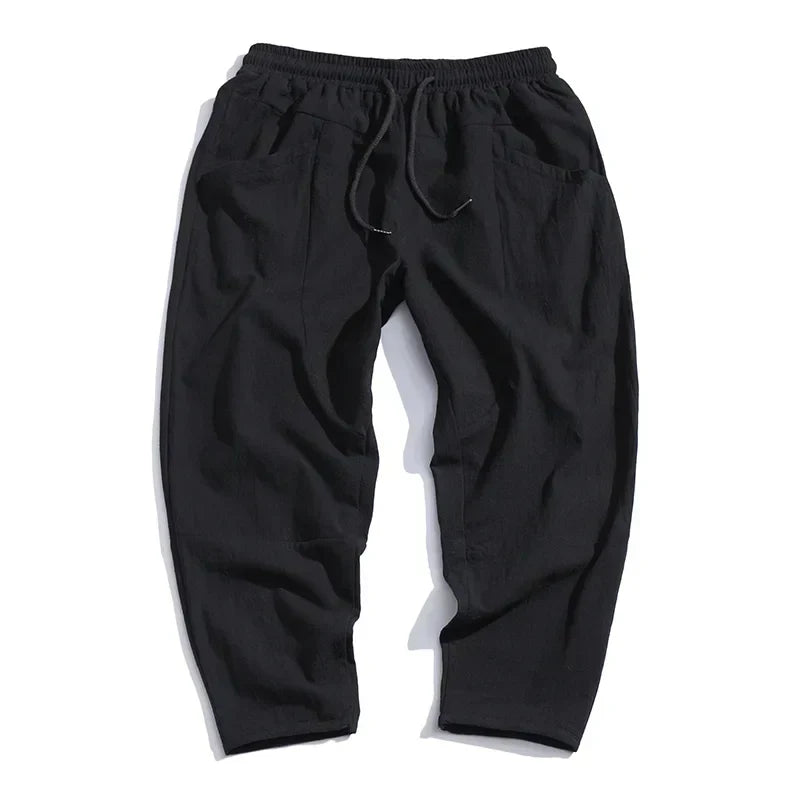 Herren Relaxed Fit Cropped Hose mit elastischem Bund und Seitentaschen
