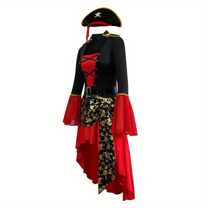 Tiena Damen-Piratenkostümkleid Faschingskostüm