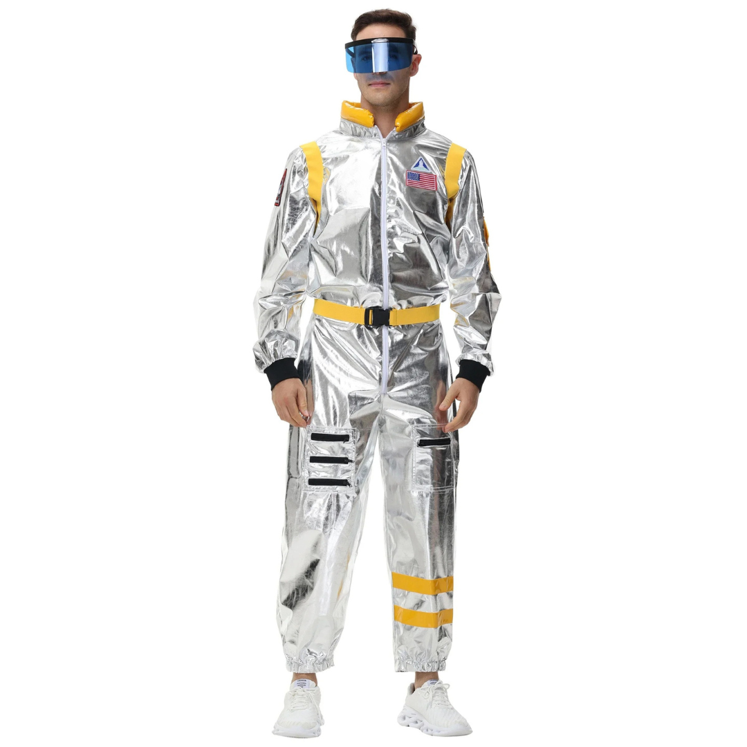 Metallischer Faschingskostüm Space-Overall