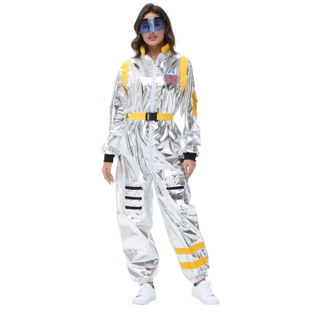 Metallischer Faschingskostüm Space-Overall