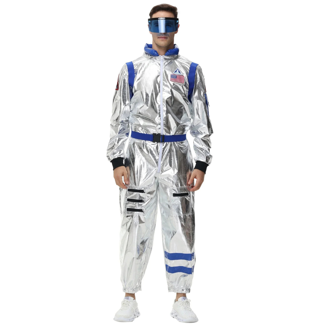 Metallischer Faschingskostüm Space-Overall