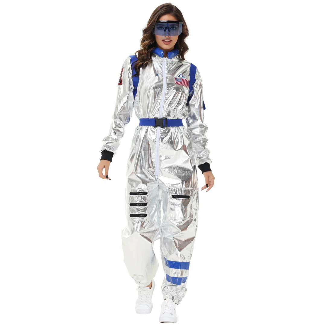 Metallischer Faschingskostüm Space-Overall